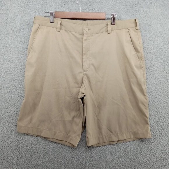 Nike Shorts Mens 36 Khaki Beige Dri Fit Golf Proformance Outdoors Activewear Spo - Picture 1 of 8